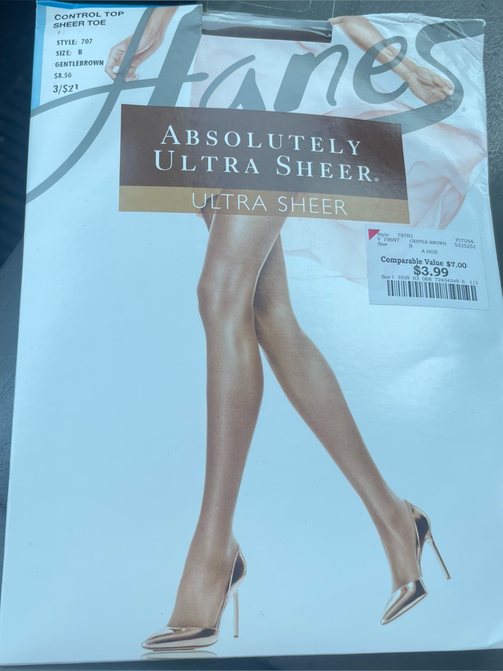 Hanes absolutely ultra sheer pantyhose gentle brown size B small-medium